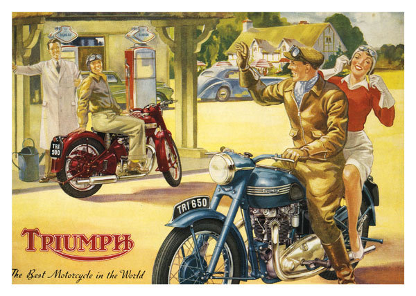 Triumph motorcycle advertisement card