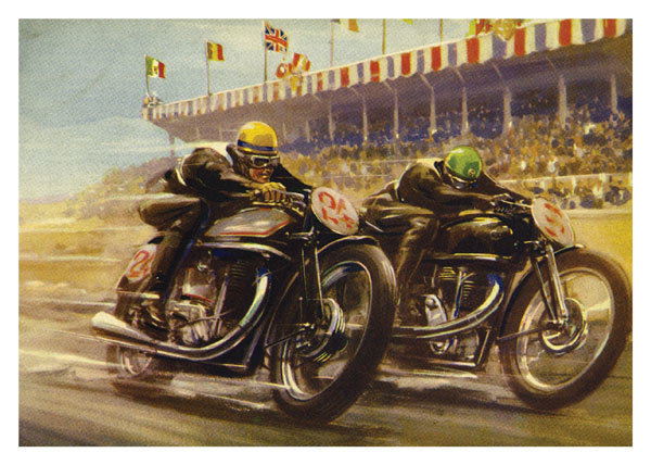 Motorcycle racing greeting card