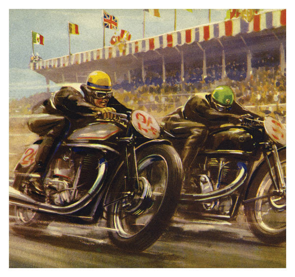 Motorcycle racing greeting card