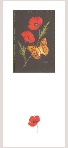 Helen M Stevens - Fritillary butterfly and poppies