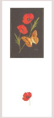 Helen M Stevens - Fritillary butterfly and poppies