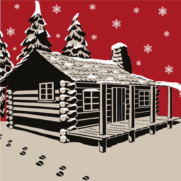 Pack of 8 cards - log cabin in the snow