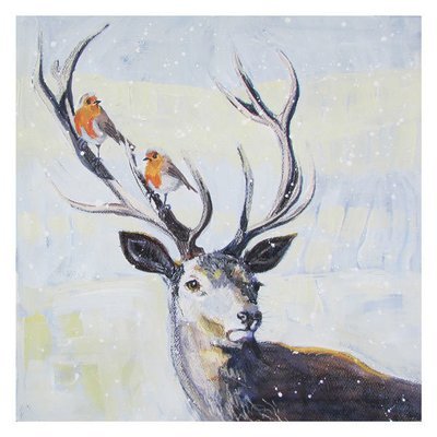 Pack of 8 cards - robins on stag