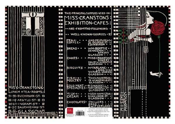 Front of menu card from Miss Cranston’s - triple card