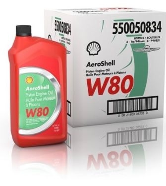 W80 Vliegtuigolie in doos van 6 flessen