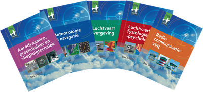 Set van 5 PPL-theorieboeken door Bas Vrijhof – compleet lespakket voor vliegtuig- en helikopterpiloten volgens EASA-richtlijn