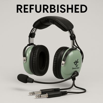 Gereviseerde pilotenheadsets van verschillende merken, technisch gecontroleerd en daar waar nodig voorzien van nieuwe parts