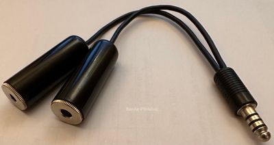 Adapterkabel van twin plug (GA-headset) naar U/174 heli-aansluiting, geschikt voor gebruik in helikopters