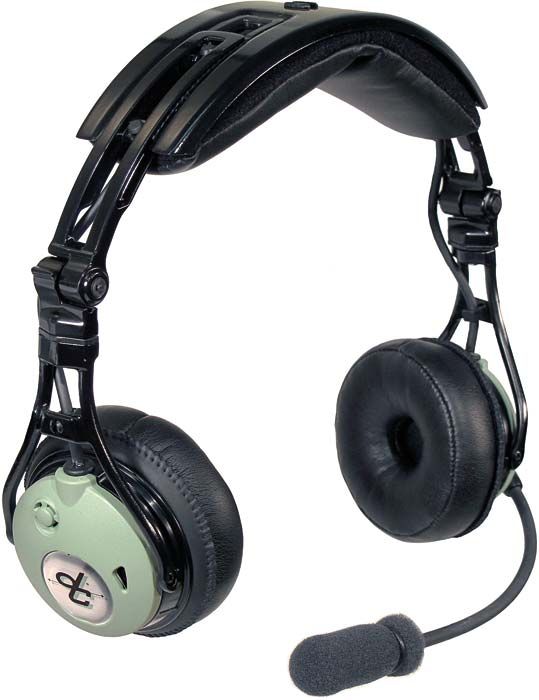 David Clark PRO passieve headset met microfoon en dubbele aansluiting, ontworpen voor gebruik in low-noise jetcockpits.