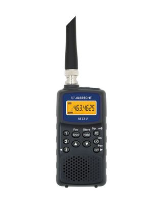 Albrecht AE 33 U compacte luchtvaartscanner met BNC-antenne verlicht display – inclusief USB-oplaadkabel +stereo-oortelefoon