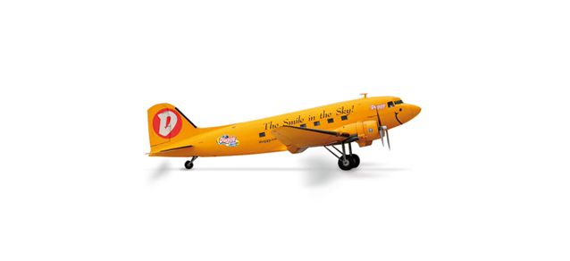 Model Duggy DC-3 – “The Smile in the Sky” – Herpa Wings 1:200 metal plane


