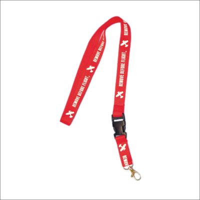 Remove Before Flight lanyard red with white print – aviation key and ID holder