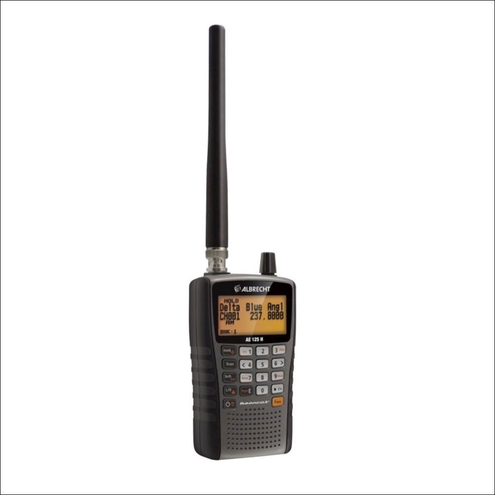Albrecht AE 125H airband scanner with BNC antenna and accessories