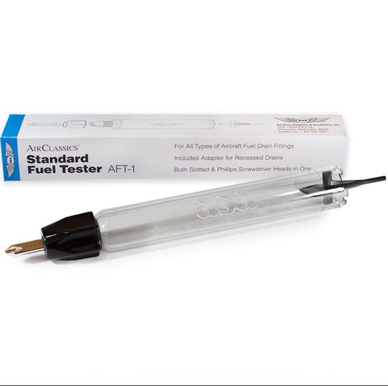 6-inch fuel tester with screwdriver – transparent aviation fuel sampler