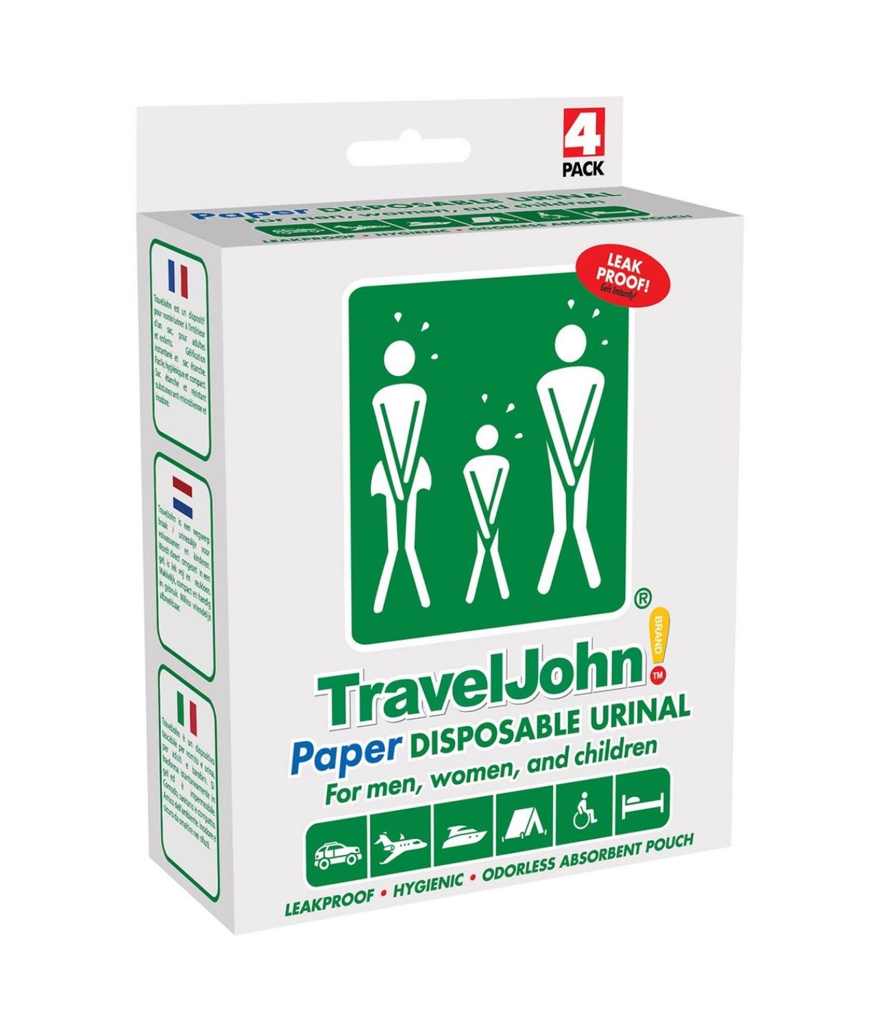 TravelJohn unisex disposable urinal bag – 4 pack – 800 ml