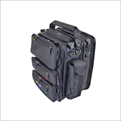 Modulaire BrightLine flight bag – uit elkaar gehaald (exploded view) met zichtbare vakken, modules en accessoires