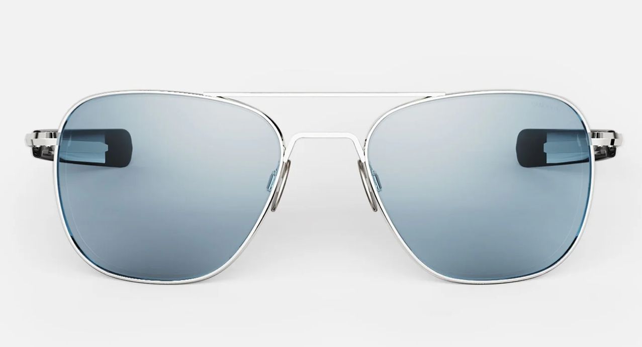 Aviator sunglasses AF233 55mm – 23k White Gold with Blue Hydro glass lenses – non-polarized – pilot style
