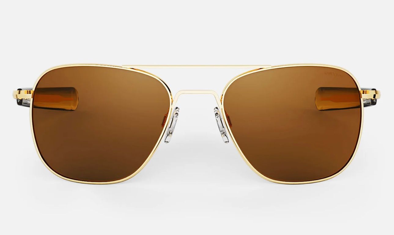Randolph Aviator 23k Gold sunglasses with American Tan glass lenses – pilot style