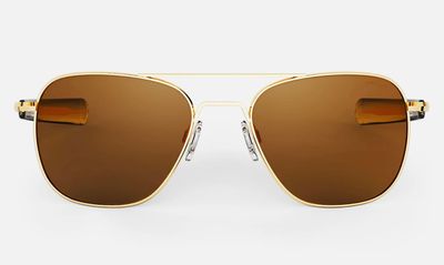 Aviator AF236 Regular 55mm 23k Gold & American Tan Non Polarized Randolph Aviator 23k Gold sunglasses with American Tan glass lenses – pilot style
