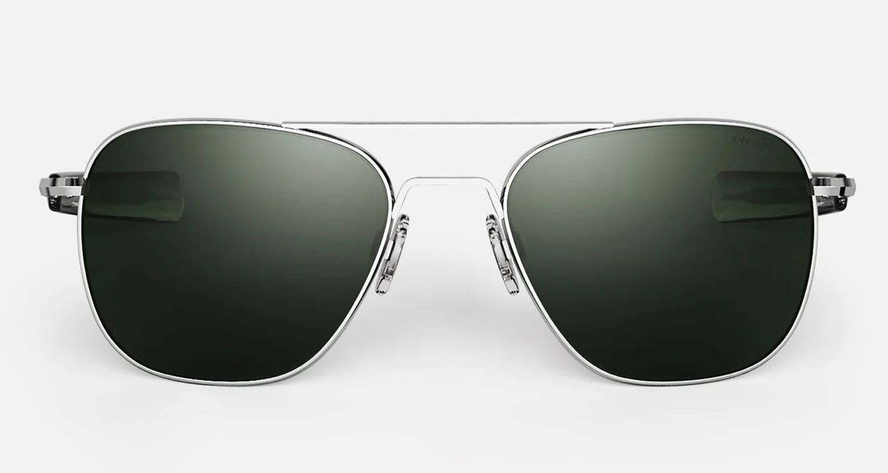 Randolph Aviator sunglasses Bright Chrome with AGX glass lenses