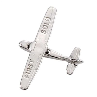 First Piper Solo aviation pin in silver/gold tone – pilot badge