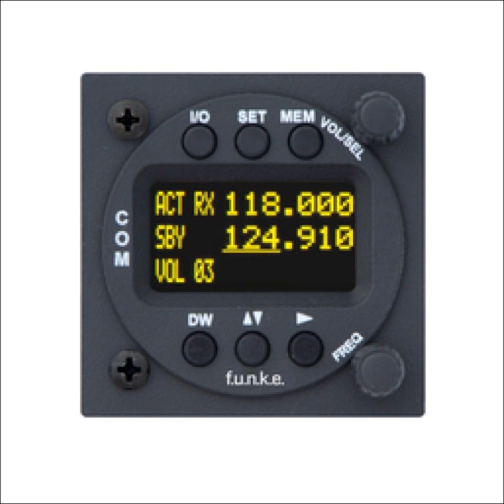 Funke ATR833 VHF aircraft radio 8.33 kHz with OLED or LCD