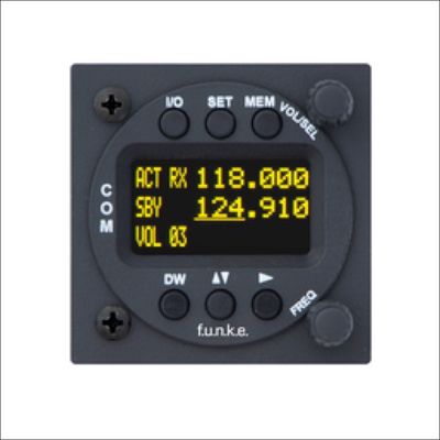 Funke ATR833 VHF Aircraft Radio – 8.33 kHz, Dual Watch & Intercom Funke ATR833 VHF aircraft radio 8.33 kHz with OLED or LCD