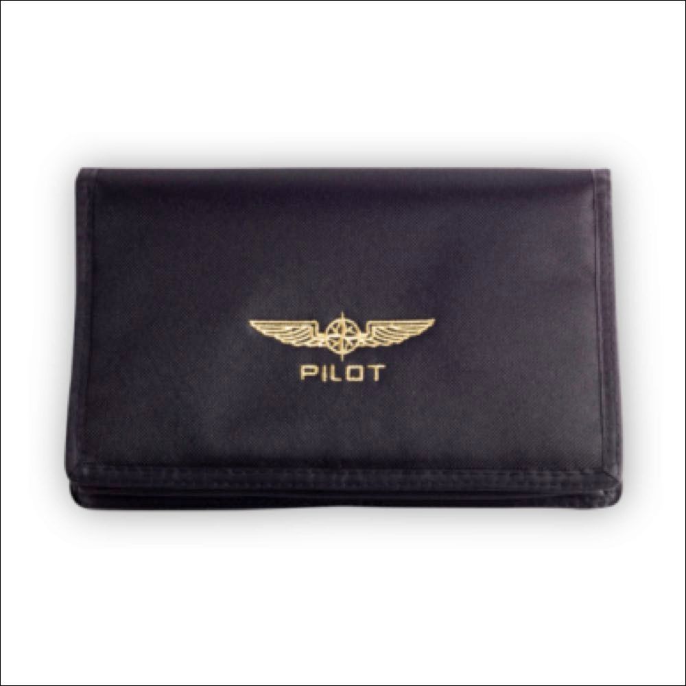 Black document bag with gold patch – padded nylon (small/large)