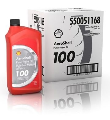 AeroShell Oil 100 SAE 50 mineral break-in oil – box of 6 × 1 Qt