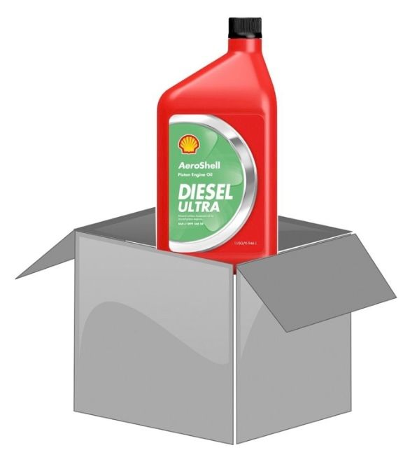 AeroShell Oil Diesel Ultra fully synthetic aviation oil – box of 12 × 1 Qt