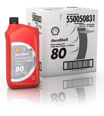 AeroShell Oil 80 SAE 40 mineral break-in oil – box of 6 × 1 Qt