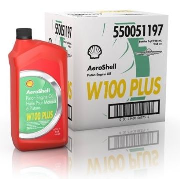 AeroShell W100 Plus single grade aviation oil – box of 6 × 1 Qt