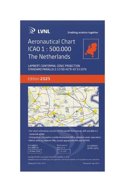ICAO VFR Chart Netherlands 2025 – laminated and non-laminated