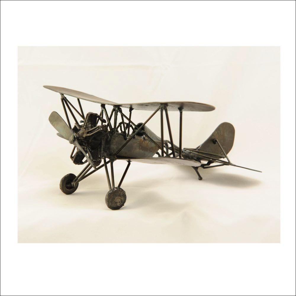 Handcrafted scale model biplane – decorative airplane