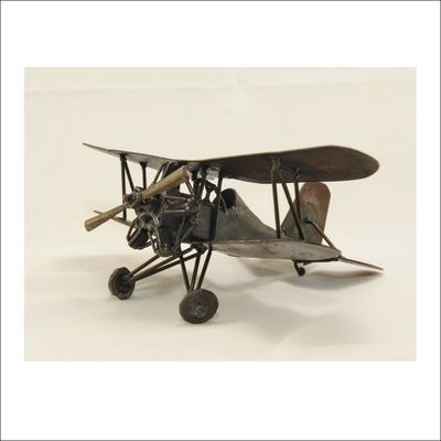 Handcrafted scale model biplane – decorative airplane