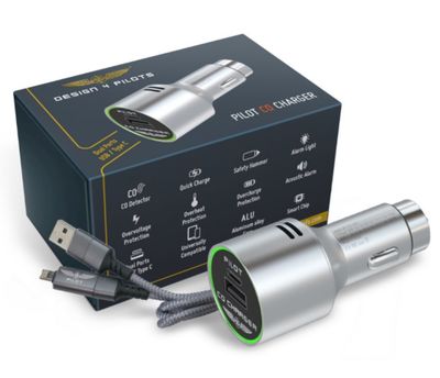 PILOT CO-Charger USB/USB-C fast charger with CO detector and emergency hammer – BanAir Pilotshop