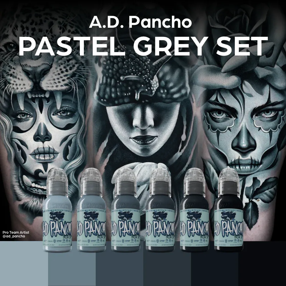 World Famous Tattoo Ink A.d. Pancho Pastel Greys Set