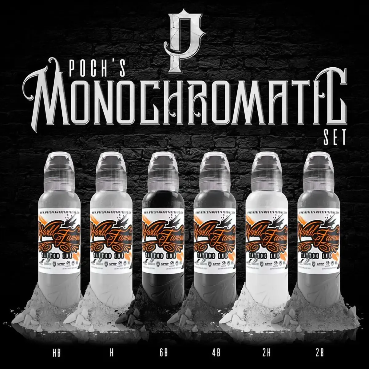 World Famous Tattoo Ink Ponch Monochromatic Tattoo Ink Set