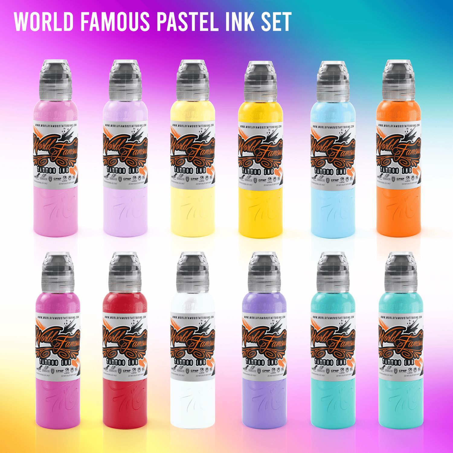 World Famous Tattoo Ink Color Pastel Set