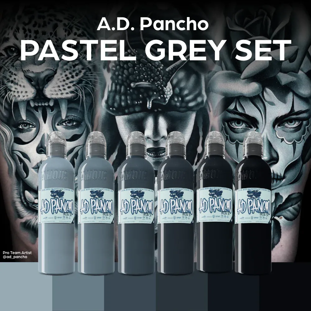 World Famous Tattoo Ink A.d. Pancho Pastel Greys Set