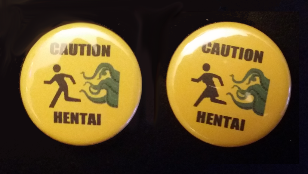 Caution Hentai Button B-001