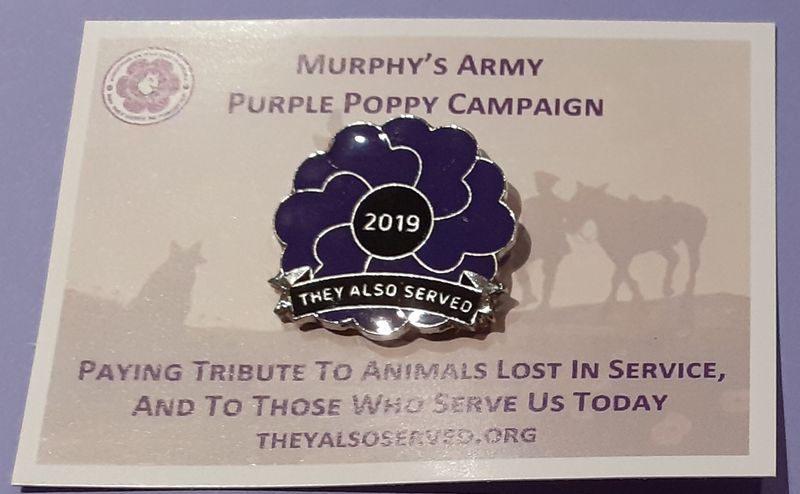 2019 Purple Poppy Animal Remembrance Pin Badge