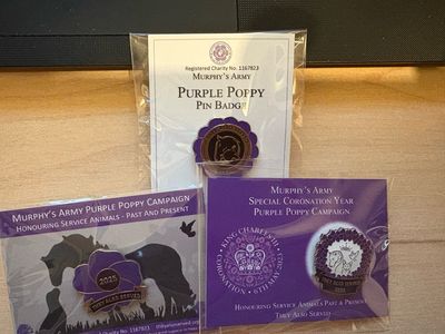 Limited Edition Set of 3 Purple Poppy Pin Badges - 2023 to 2025