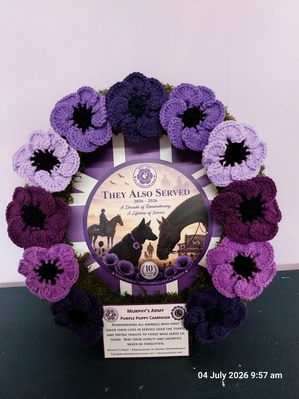 💜 Murphy’s Army Purple Poppy Animal Remembrance Wreath 💜