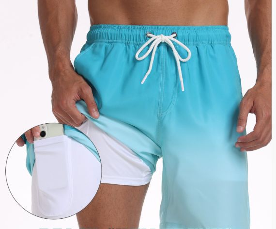 ocean blue men's compression swim trunks