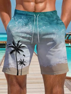 Palm tree paradise men's swim trunks