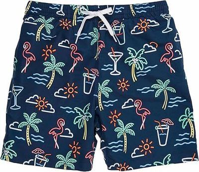 neon paradise men's swim trunks