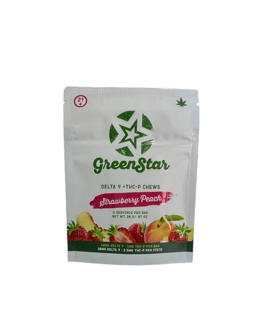 Fruit Chew Strawberry Peach D9+THCP  (2ct.)