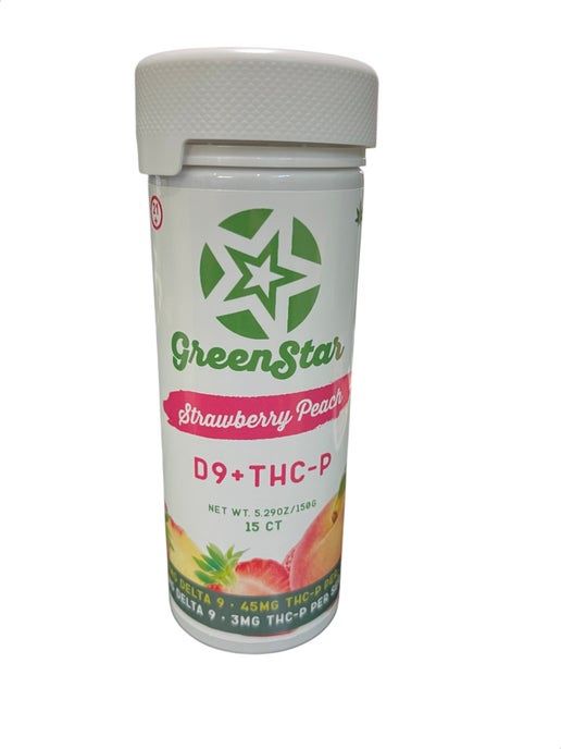 Strawberry Peach D9 + THCP 20mg D9 3mg THC-P per gummy-15 ct.