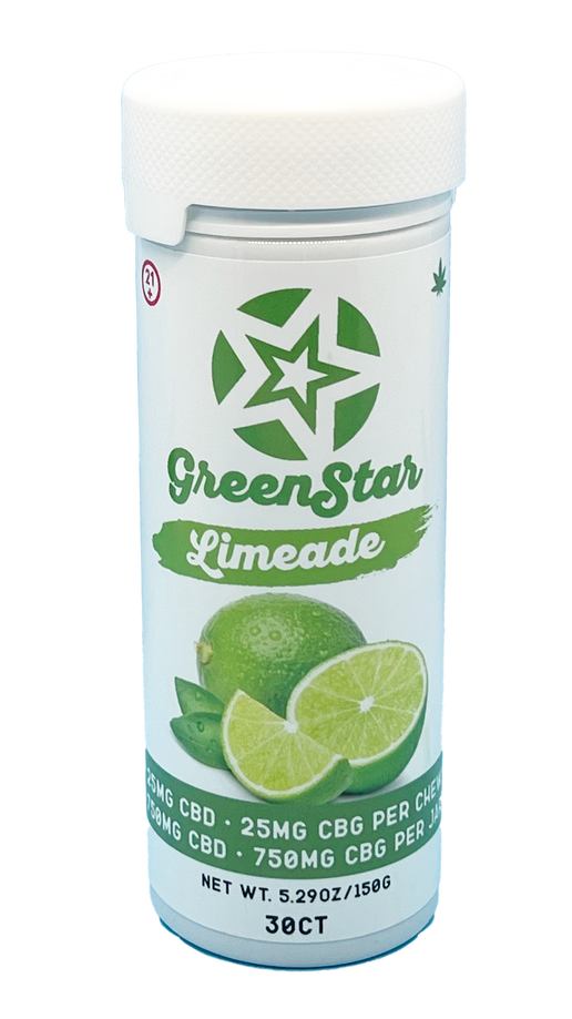 Fruit Chew - Limeade 25mg CBD/25mg CBG 2ct Bag